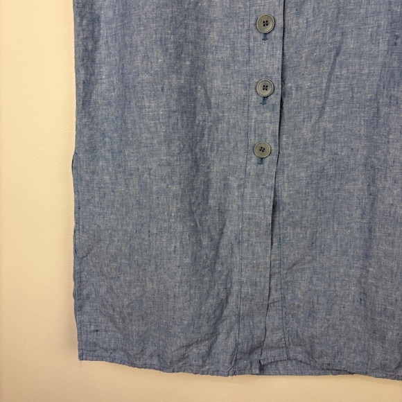 Talbots Blue Linen Button-Front Maxi Skirt Coastal Cottagecore - Picture 3 of 8